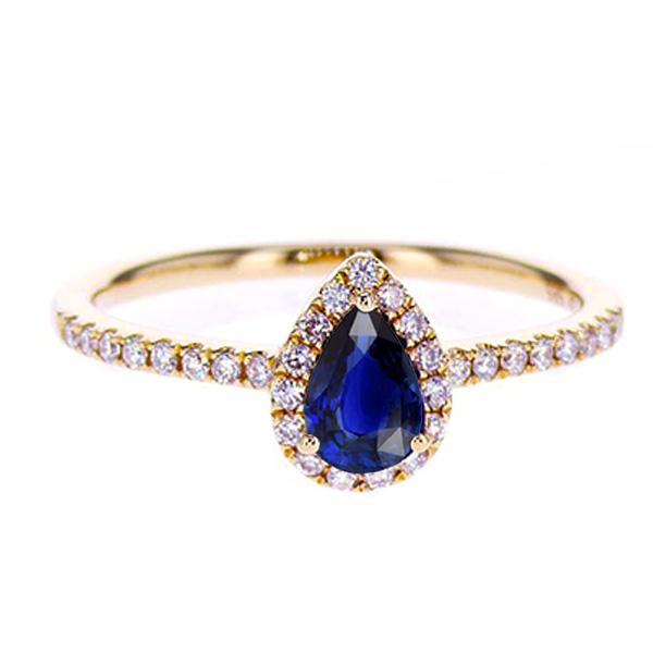 2.50 CT Diamond Halo Rose Gold Deep Blue Ceylon Sapphire Ring, Size 6.5