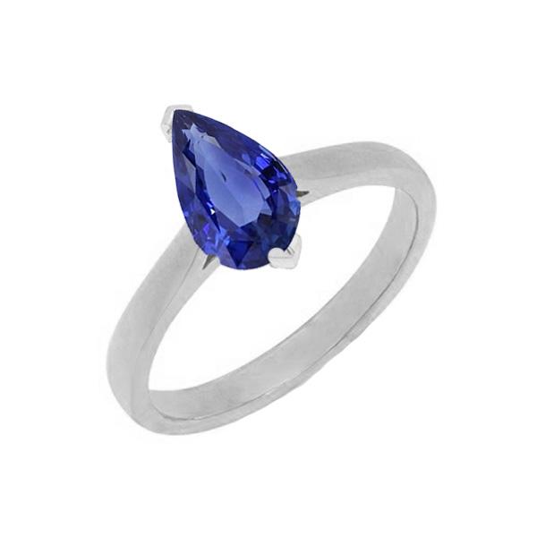 1.50 CT Gemstone Solitaire Pear Sri Lankan Sapphire Ring, Gold - Size 6.5