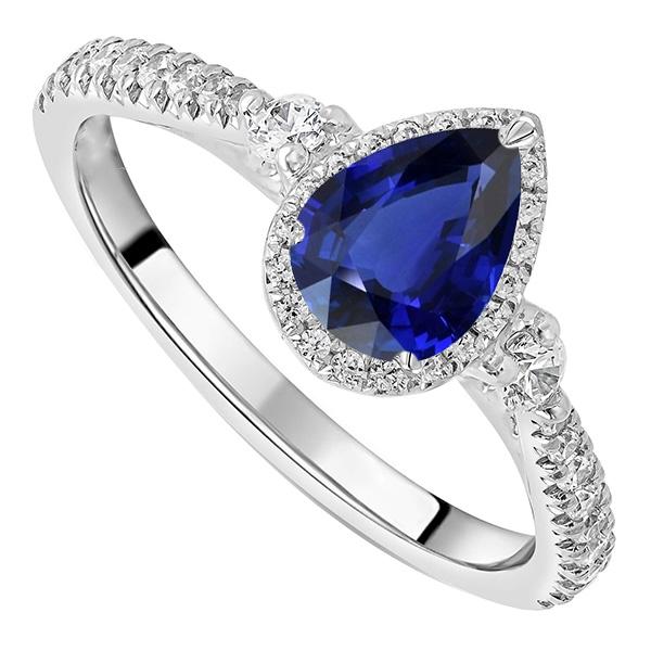 67153 5 CT Halo Anniversary Ceylon Sapphire Ring & Diamonds, Size 6.5