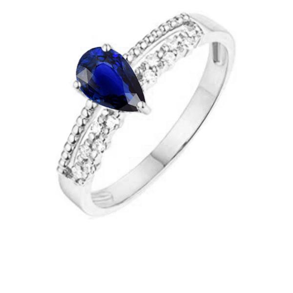 67173 2.50 CT Gemstone Blue Sapphire & Diamonds Anniversary Ring, Size 6.5