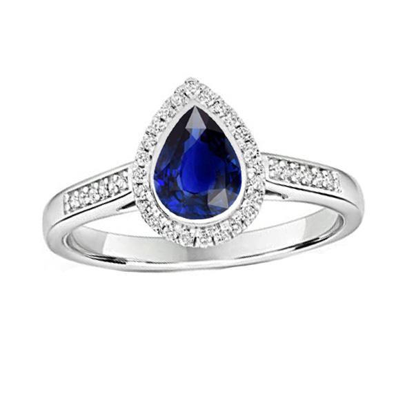 67185 3 CT Womens Deep Blue Sapphire & Round Diamond Accents Halo Ring, Size 6.5