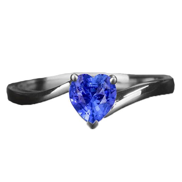 67664 1.50 CT White Gold Solitaire Heart Cut Light Blue Sapphire Ring, Size 6.5