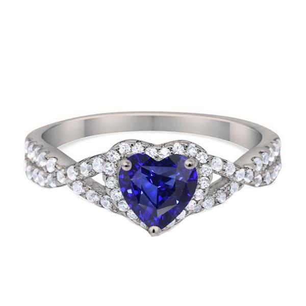 67678 2.50 CT Heart Sri Lankan Sapphire Twisted Style Gemstone Ring, Size 6.5
