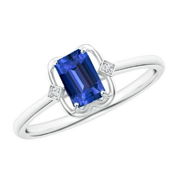 68088 1.75 CT 3 Stone Emerald Bezel Set Round Diamonds Sapphire Ring, Size 6.5