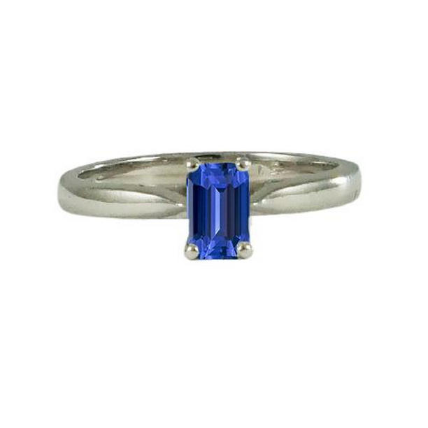 68090 Solitaire Emerald Ceylon 1 CT Tapered Shank Sapphire Ring, Size 6.5
