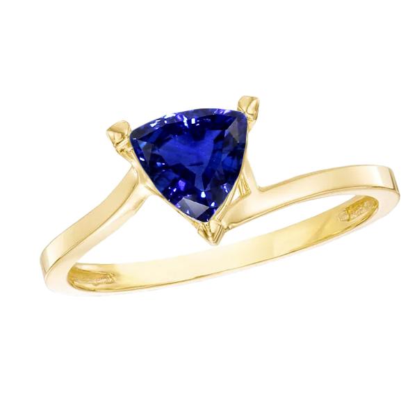 68541 Trillion Solitaire 1.50 CT Bypass Style Sapphire Ring, Yellow Gold - Size 6.5