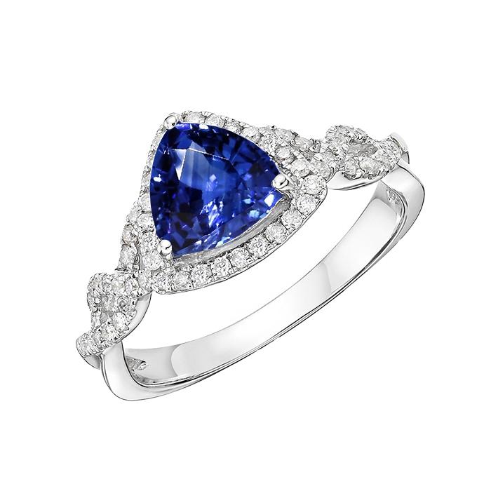 3 CT Diamond Trillion Cut Sapphire Twisted Shank Engagement Ring, Size 6.5