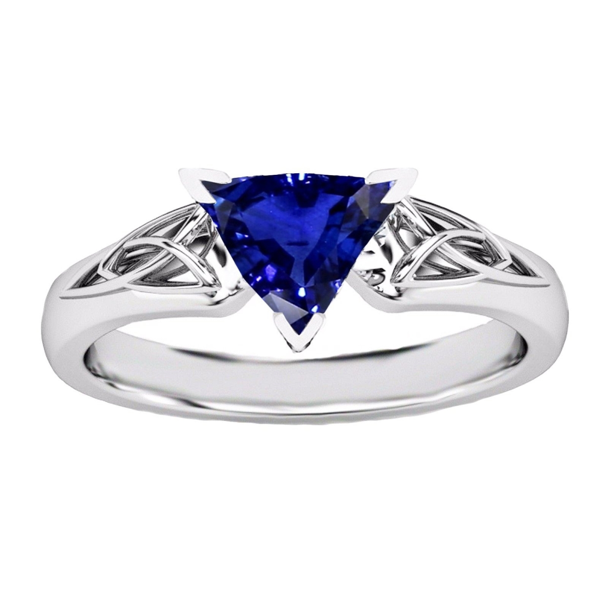 2 CT Trillion V Prong Blue Sapphire Antique Style Solitaire Ring, Size 6.5