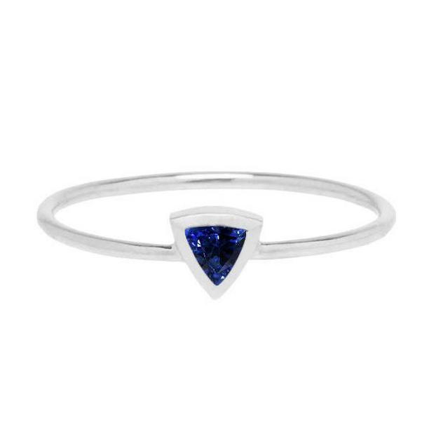 68564 0.50 CT Womens Bezel Set Trillion Cut Blue Sapphire Solitaire Ring, Size 6.5