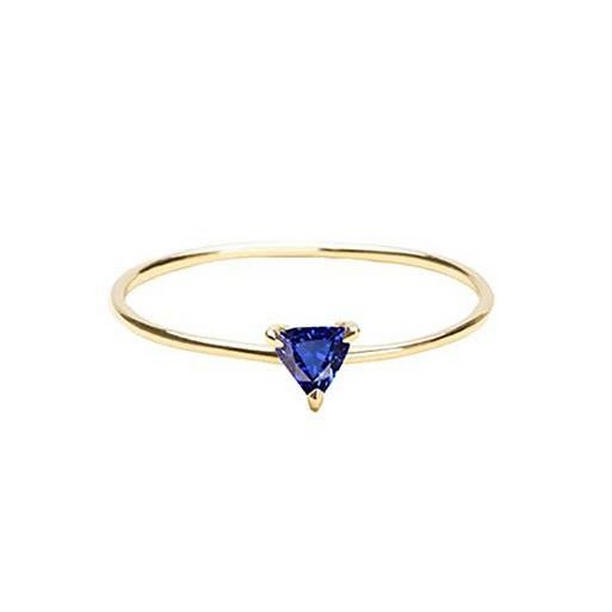 68565 0.50 CT Solitaire Trillion Yellow Gold Sapphire Ring, Size 6.5