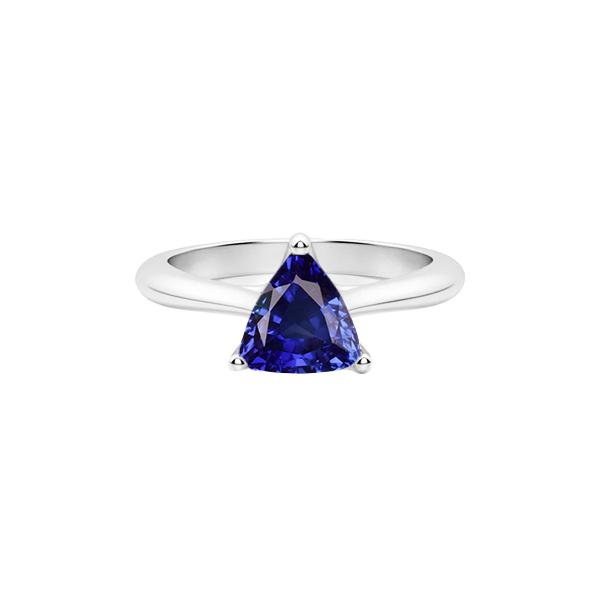 1 CT Engagement Trillion Shaped Deep Blue Sapphire Solitaire Ring, Size 6.5