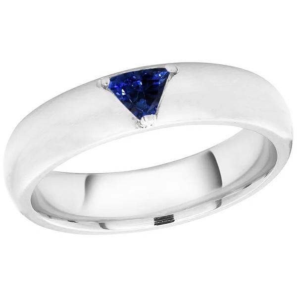 68573 0.50 CT Solitaire Gemstone Jewelry Trillion Deep Blue Sapphire Ring, Size 6.5