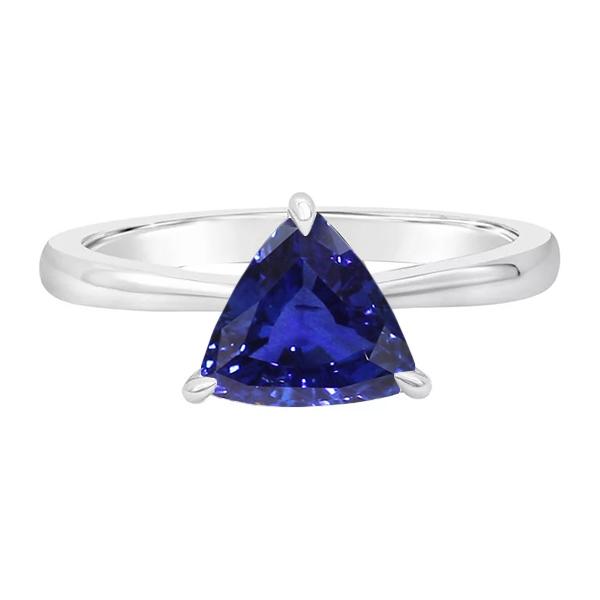 68578 1.50 CT Solitaire Trillion Deep Blue Sapphire Wedding Ring, Size 6.5