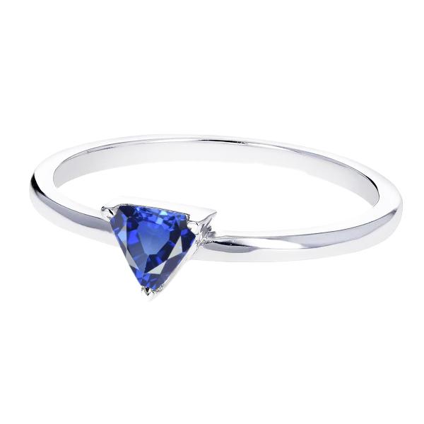68583 0.50 CT Gold Solitaire Trillion Sri Lankan Sapphire Ring, Size 6.5