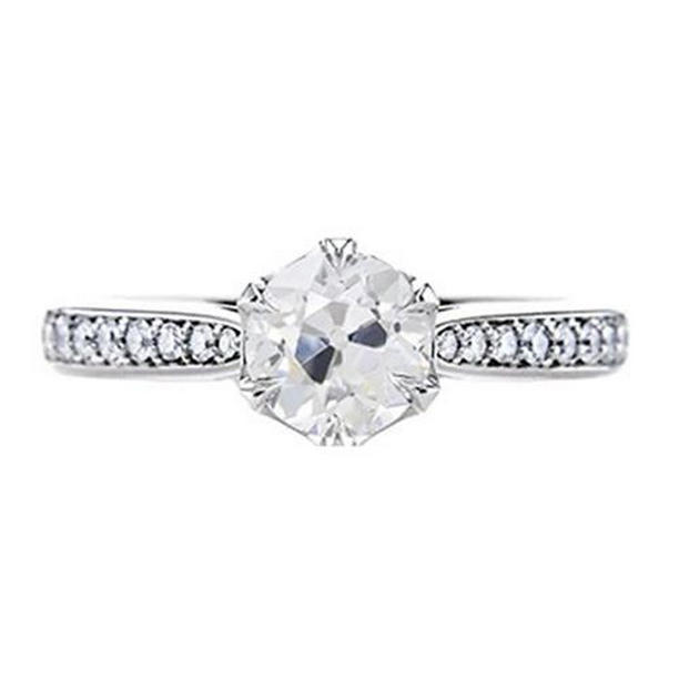 Ladies Gold 2 CT Old Mine Cut Diamond Wedding Ring, 14K Gold - Size 6.5