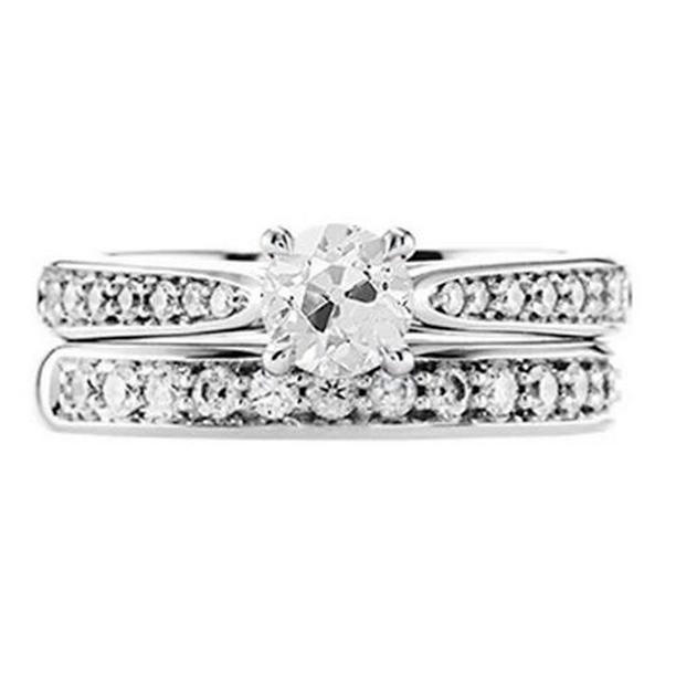 69005 2.25 CT Wedding Ring Set Round Old Miner Matching Diamond Band, Size 6.5