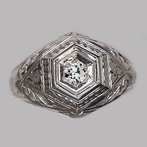 69022 0.50 CT Antique Style Old Cut Round Diamond Solitaire Ring, Size 6.5 -  Harry Chad Enterprises