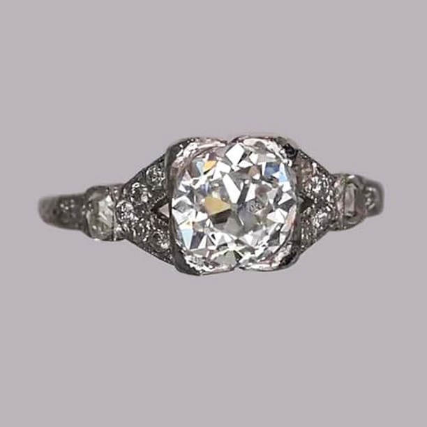 2 CT White Gold Old Cut Round Diamond Split Shank Wedding Ring, Size 6.5