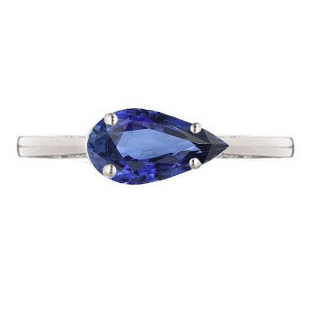69527 2 CT Solitaire Gemstone Sapphire Pear Cut Engagement Ring, 14K Gold - Size 6.5