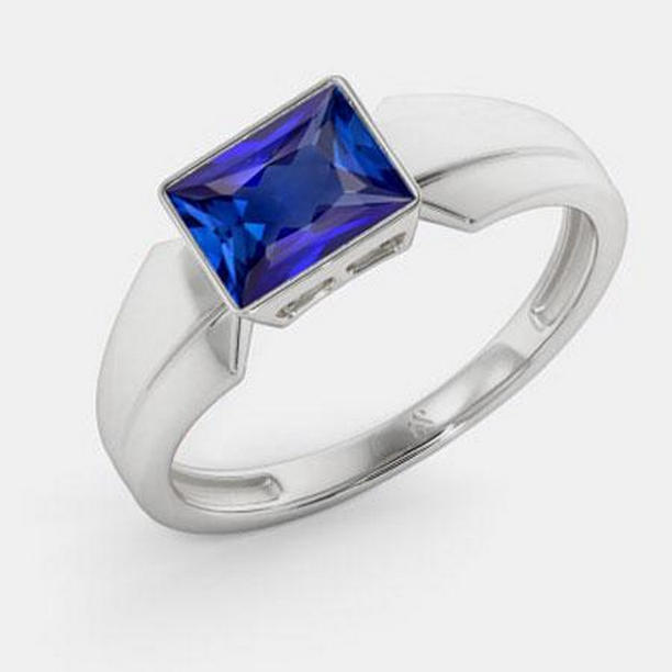 69569 2 CT Solitaire Womens Ring Princess Ceylon Sapphire Bezel Set, Size 6.5