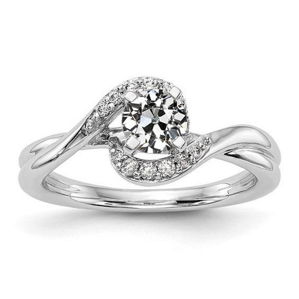 2 CT Round Old Miner Diamond Bypass Set Engagement Ring, Size 6.5