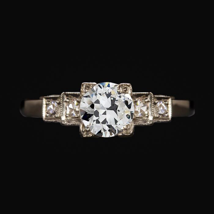 70689 2.25 CT Womens Old Miner Diamond 5 Stone Gold Ring, Size 6.5