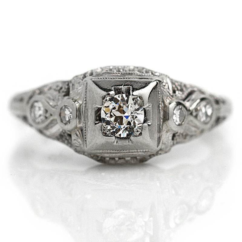 70695 1.75 CT Antique Style Round Old Mine Cut Diamond Anniversary Ring, Size 6.5