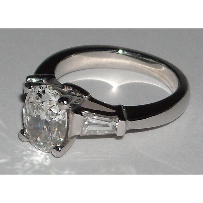 7278 2.01 CT Oval Cut 3 Stone Diamond Womens Ring, White Gold - Size 6.5