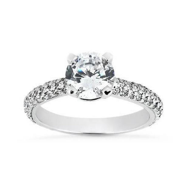 Round Diamond 1.52 CT Engagement Anniversary Ring, 14K White Gold - Size 6.5