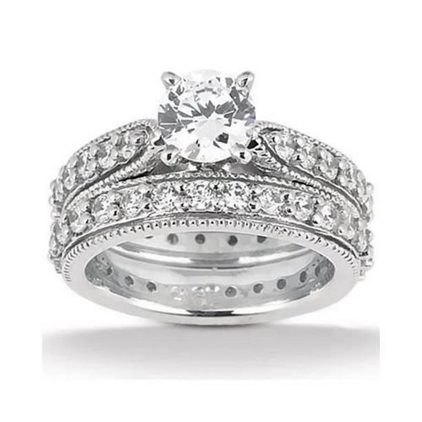 7418 Diamond Vintage Style Wrap Band Set 2.45 CT White Gold Engagement Ring, Size 6.5