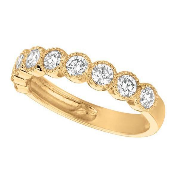 7446 Round Diamond 1 CT Bernish Setting Half Eternity Band, 14K Yellow Gold - Size 6.5