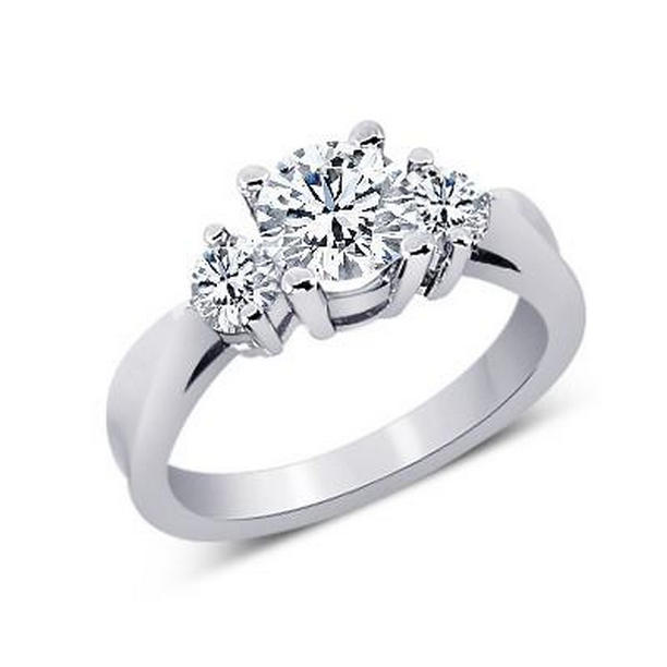 Round Diamonds 1.25 CT Three Stone Engagement Anniversary Ring, Size 6.5