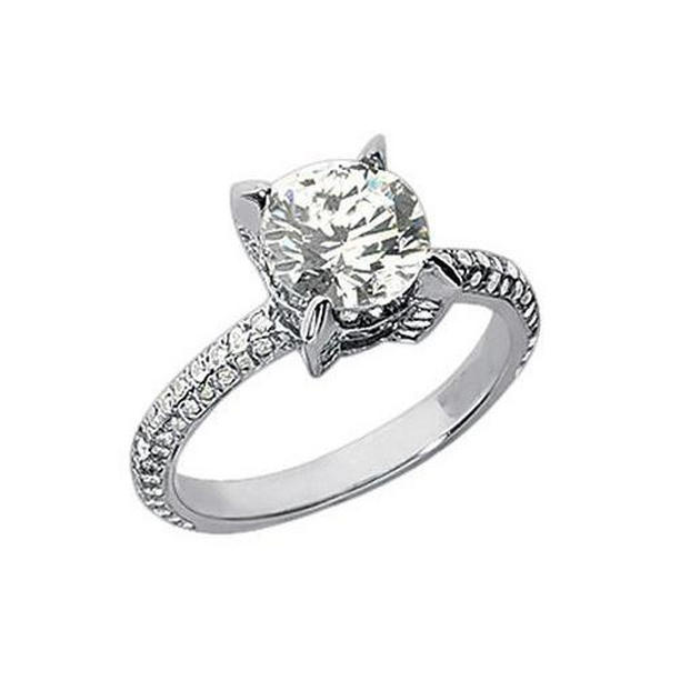 7484 Round Diamond 2.26 CT Engagement Solitaire Ring, 14K White Gold - Size 6.5