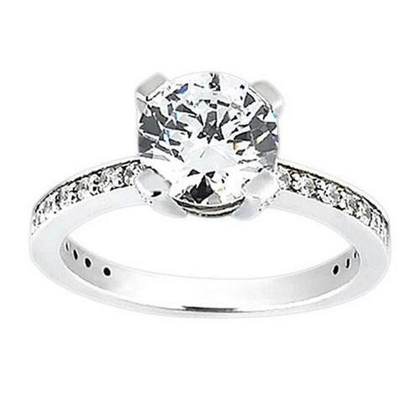 2.26 CT Round Diamond Engagement Solitaire Ring with Accents, Size 6.5