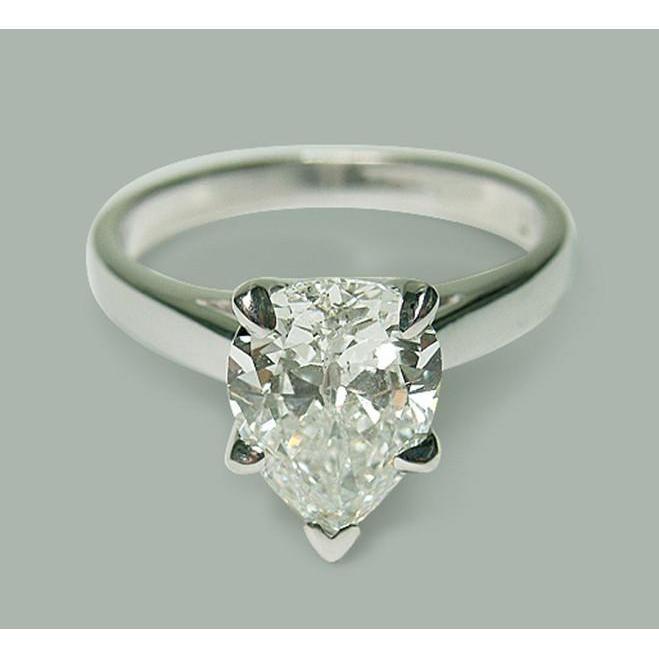 Picture of Harry Chad Enterprises 12522 2.01 CT Diamond Pear Solitaire Engagement Ring&#44; 14K White Gold - Size 6.5