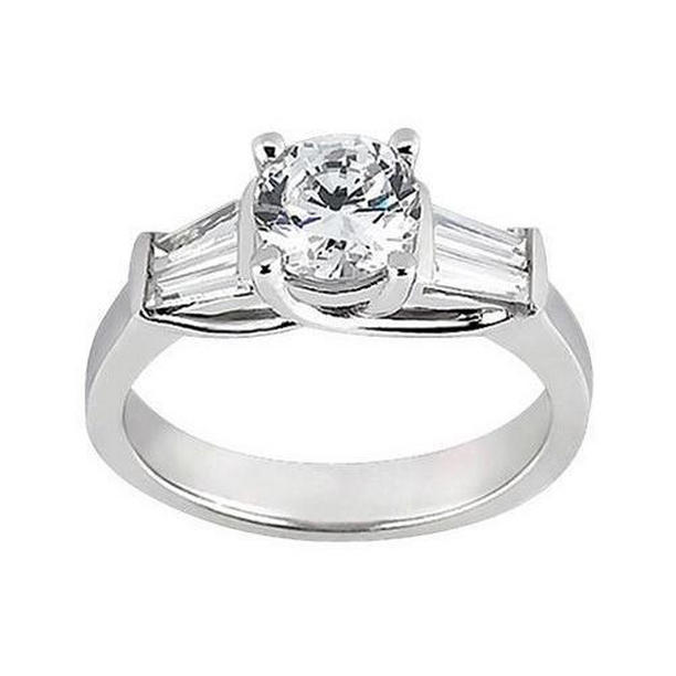 Picture of Harry Chad Enterprises 12634 1.53 CT Round & Baguette Diamonds Three Stone Style Engagement Ring&#44; Size 6.5