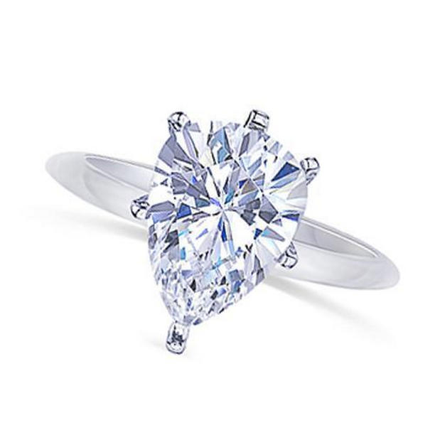 Picture of Harry Chad Enterprises 12735 2.50 CT Solitaire Pear Cut Diamond Engagement Ring&#44; Size 6.5