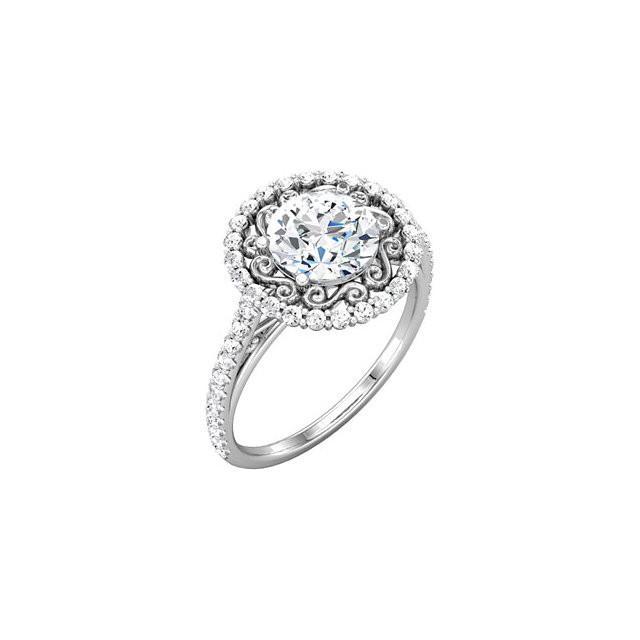 1.99 CT Halo Round Diamond Engagement Ring, 14K White Gold - Size 6.5