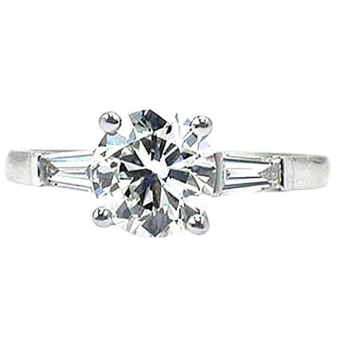 12794 2.11 CT Three Stone Diamond Engagement Ring, 14K White Gold - Size 6.5