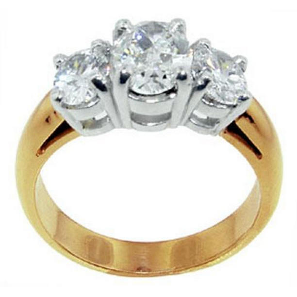 Picture of Harry Chad Enterprises 12955 2.01 CT Two Tone Three Stone Round Anniversary Diamond Ring&#44; Size 6.5