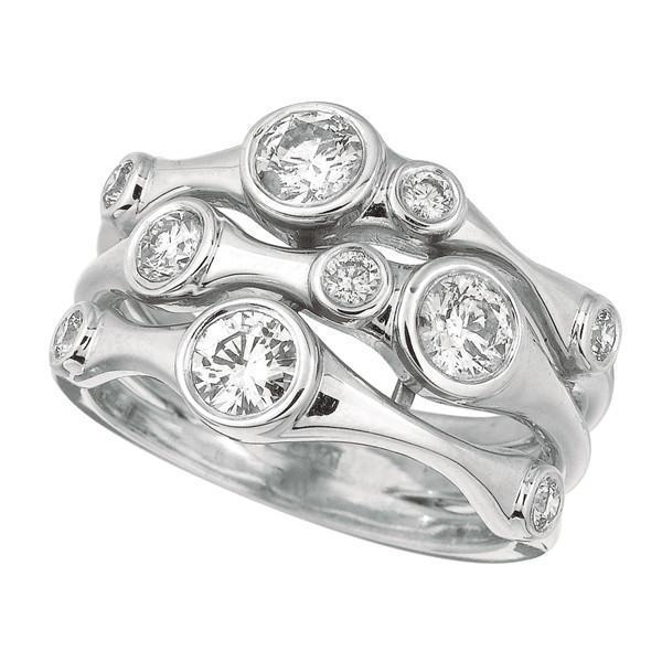 12997 1.50 CT Round Diamond Bezel Setting Band Engagement Ring, 14K White Gold - Size 6.5