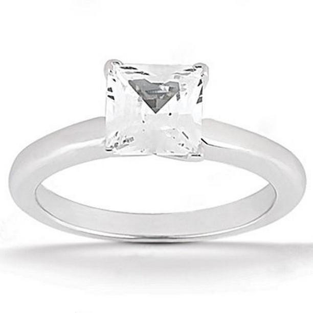 Picture of Harry Chad Enterprises 13066 Diamond 1.01 CT Princess Cut White Gold Solitaire Engagement Ring&#44; Size 6.5