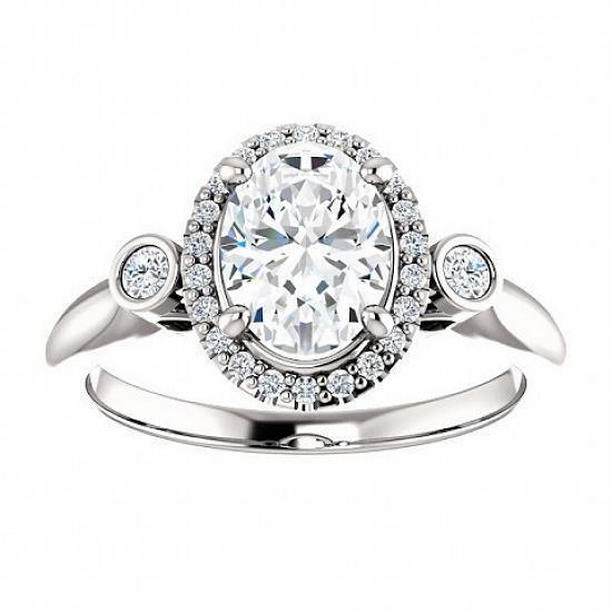 19954 1.80 CT Oval Cut Three Stone Style Diamond Ring, 14K White Gold - Size 6.5