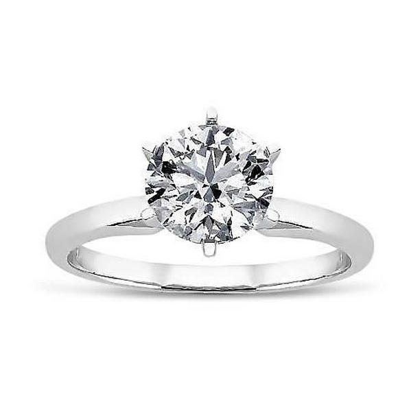 Picture of Harry Chad Enterprises 19996 1 CT Round Cut Solitaire 14K White Gold Diamond Ring, Size 6.5