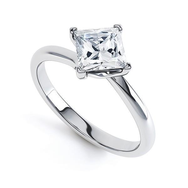Picture of Harry Chad Enterprises 20312 Solitaire Princess Cut 1 CT Diamond Engagement Ring, 14K White Gold - Size 6.5