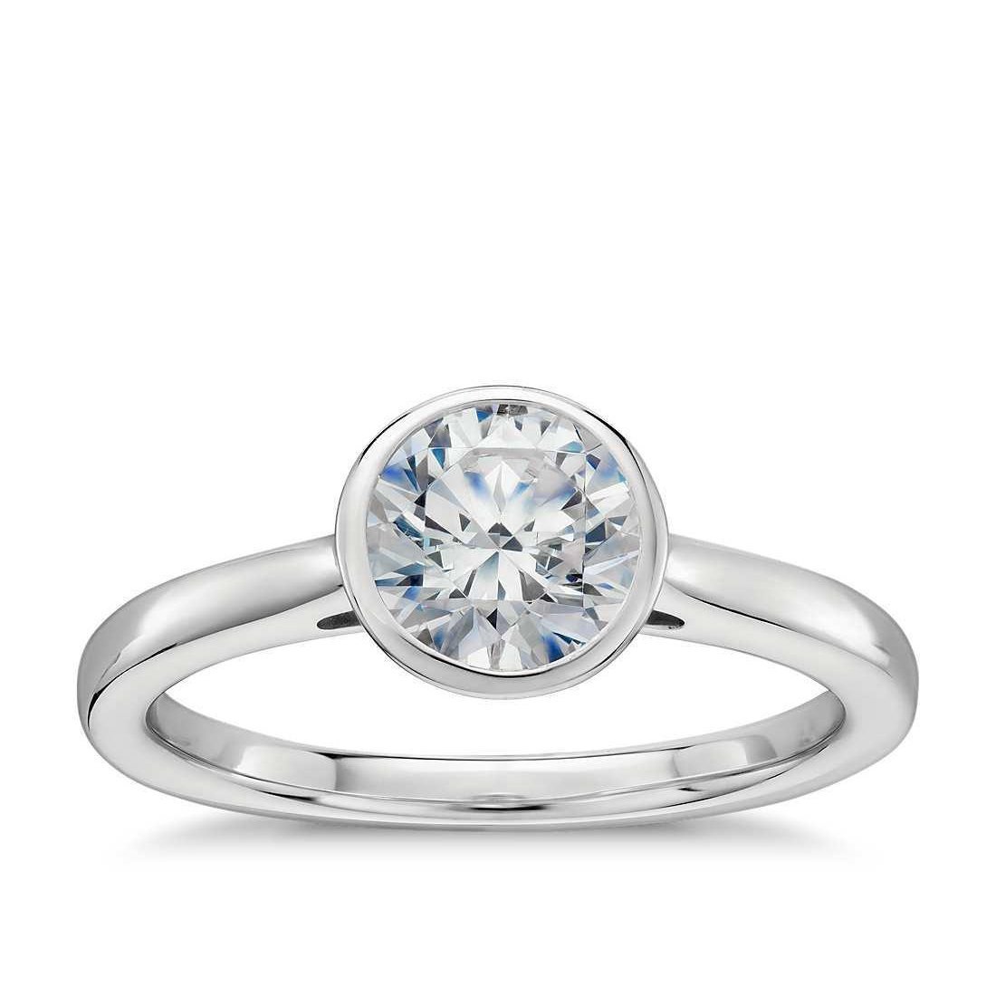 Picture of Harry Chad Enterprises 20584 Bezel Set Solitaire 1.50 CT Diamond Engagement Ring, 14K White Gold - Size 6.5