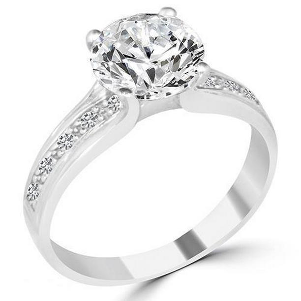 Picture of Harry Chad Enterprises 20590 1.20 CT Round Diamond Engagement Ring, 14K White Gold - Size 6.5