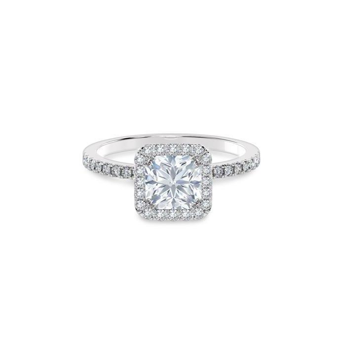 20729 2.21 CT Radiant & Round Cut Diamond Ring, 14K White Gold - Size 6.5