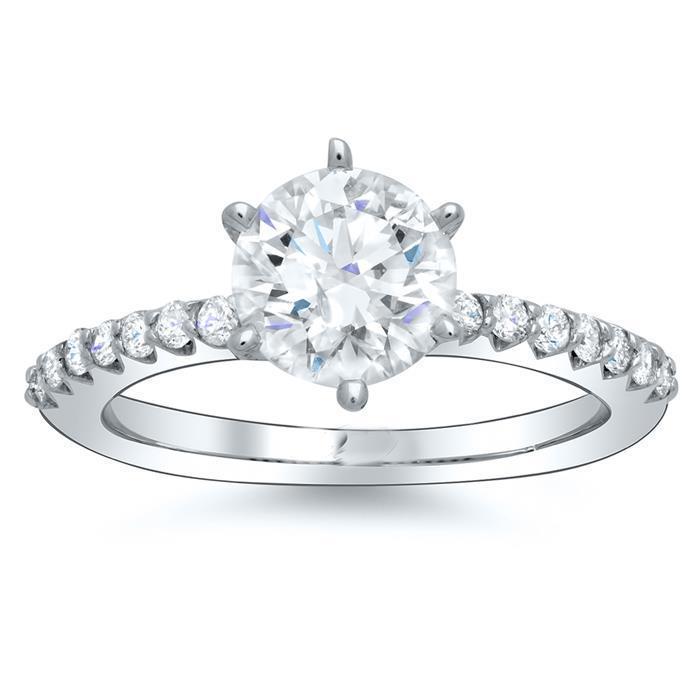 20874 2.30 CT Sparkling Diamond Engagement Ring, 14K White Gold - Size 6.5
