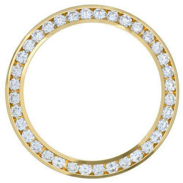 Picture of Harry Chad Enterprises 26466 34 mm 3 CT 14K Yellow Gold Round Diamond Bezel for Rolex Date Watch